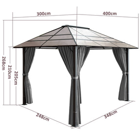Yardwell Premium Hardtop Pavillon | Aluminium Dach & Gestell | 3x4m & 3x3m | Winterfest, Stabil & 100% Wasserdicht | Anthrazit - Yardwell