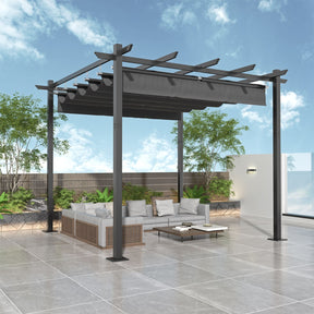 Yardwell Pergola Gartenpavillon mit einziehbarem Dach | 3x4m & 3x3m | Verstellbares Sonnendach | Wasserdicht & Stabil - Yardwell