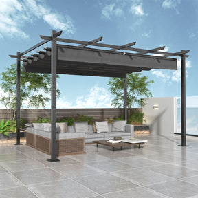 Yardwell Pergola Gartenpavillon mit einziehbarem Dach | 3x4m & 3x3m | Verstellbares Sonnendach | Wasserdicht & Stabil - Yardwell