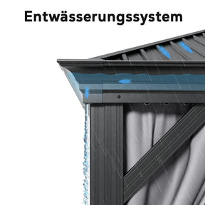 Pavillon 3.65X4.85m mit Stahldach, Seitenwand und Moskitonetz - Yardwell