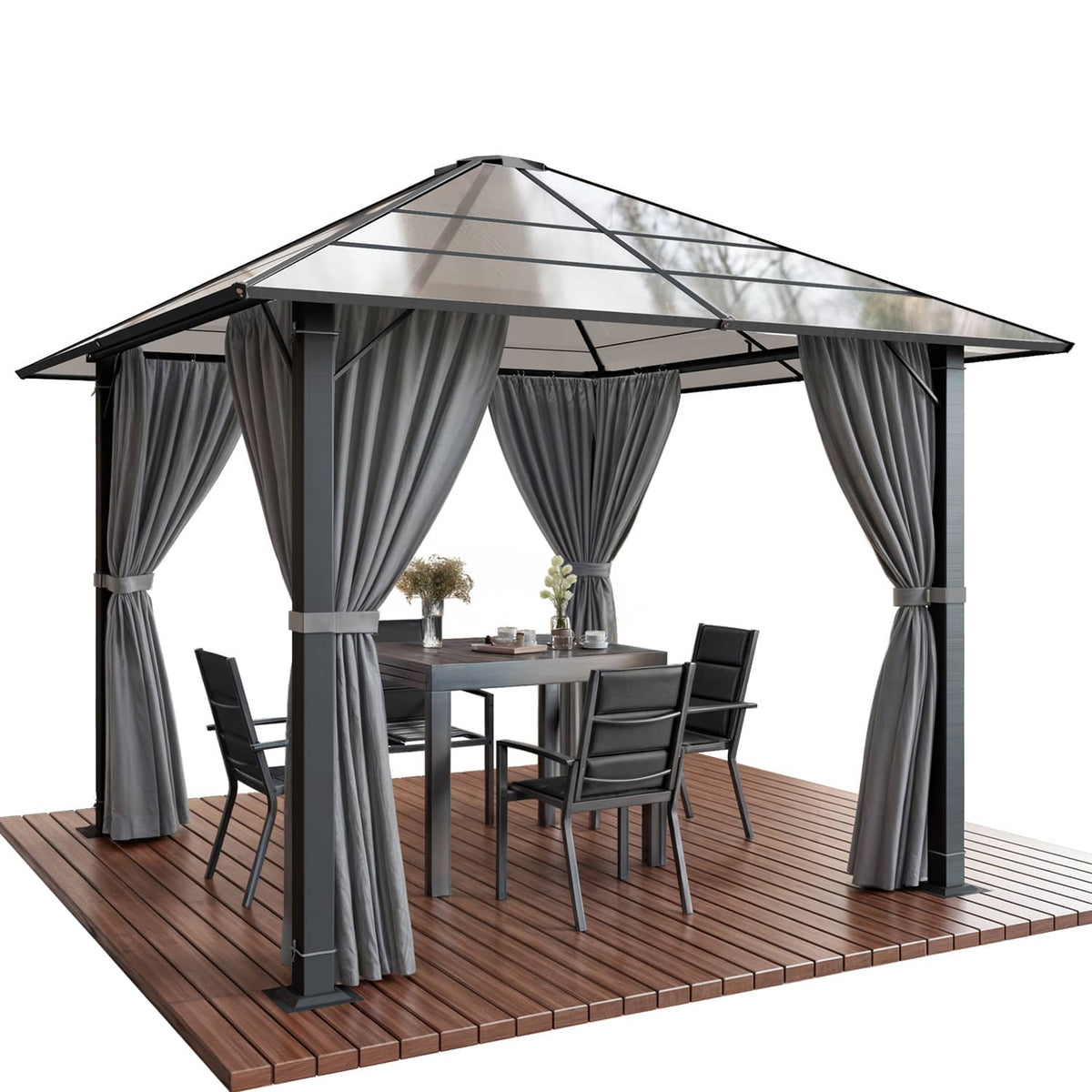Yardwell Premium Hardtop Pavillon | Aluminium Dach & Gestell | 3x4m & 3x3m | Winterfest, Stabil & 100% Wasserdicht | Anthrazit - Yardwell