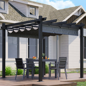 Yardwell Pergola Gartenpavillon mit einziehbarem Dach | 3x4m & 3x3m | Verstellbares Sonnendach | Wasserdicht & Stabil - Yardwell