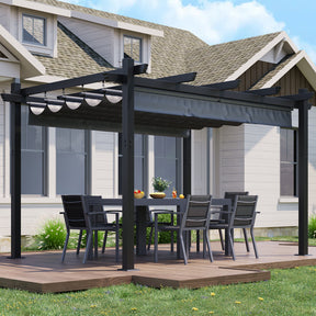Yardwell Pergola Gartenpavillon mit einziehbarem Dach | 3x4m & 3x3m | Verstellbares Sonnendach | Wasserdicht & Stabil - Yardwell