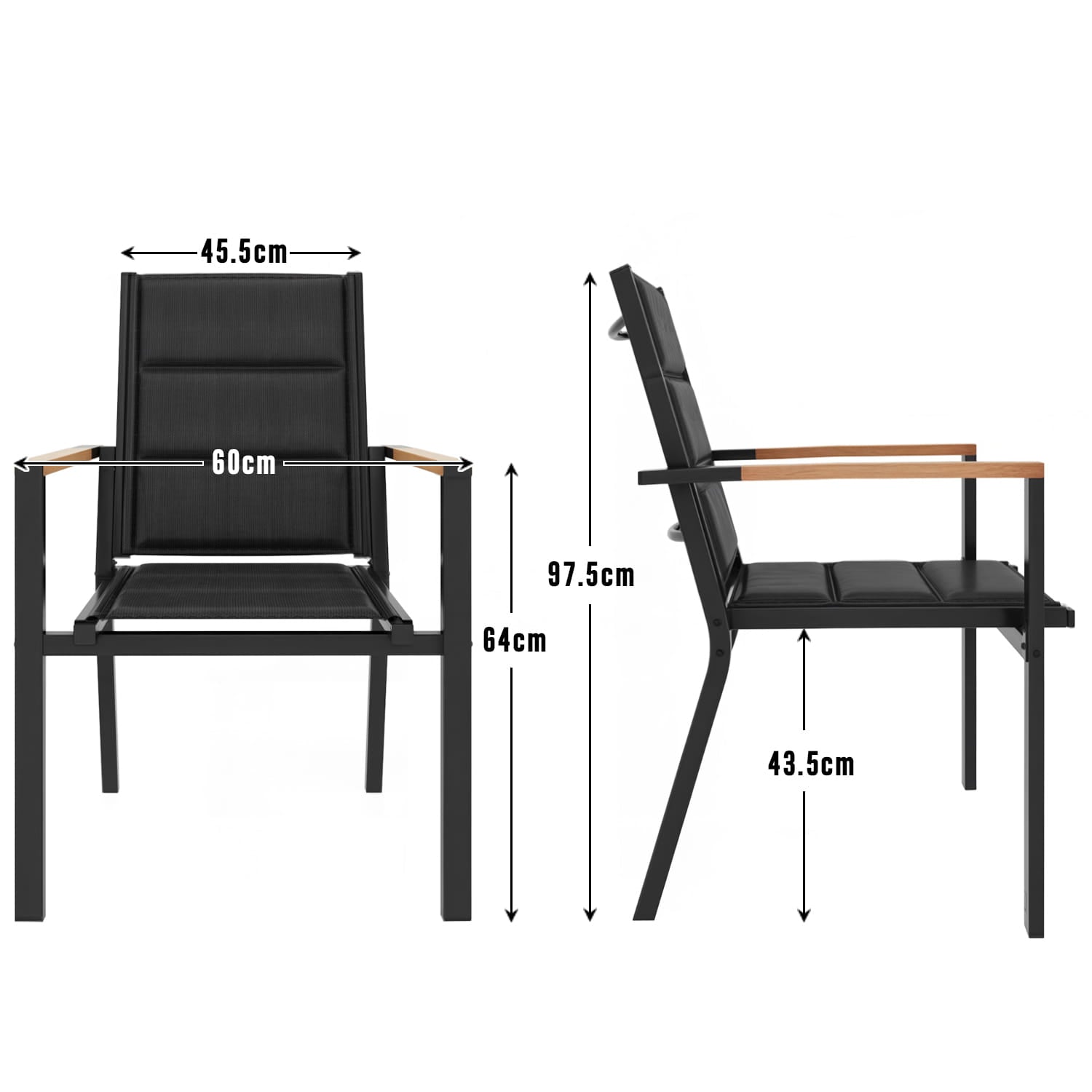 Yardwell Gartenstühle stapelbar aus Aluminium  2er Set