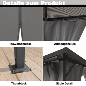 Yardwell Premium Hardtop Pavillon | Aluminium Dach & Gestell | 3x4m & 3x3m | Winterfest, Stabil & 100% Wasserdicht | Anthrazit - Yardwell
