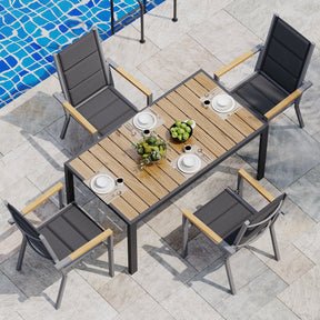 Gartenmöbel Set 189 cm – Aluminium Holzoptik | Für 4, 6 oder 8 Personen mit Armlehnstühlen - Yardwell