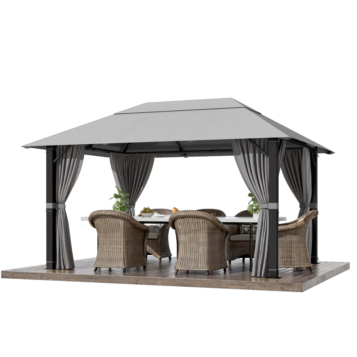 Yardwell Alu - Gartenpavillon 3x3m & 3x4m | Rostfreies Aluminiumgestell | 100% Wasserdicht & Stabil | Modernes Design - Yardwell