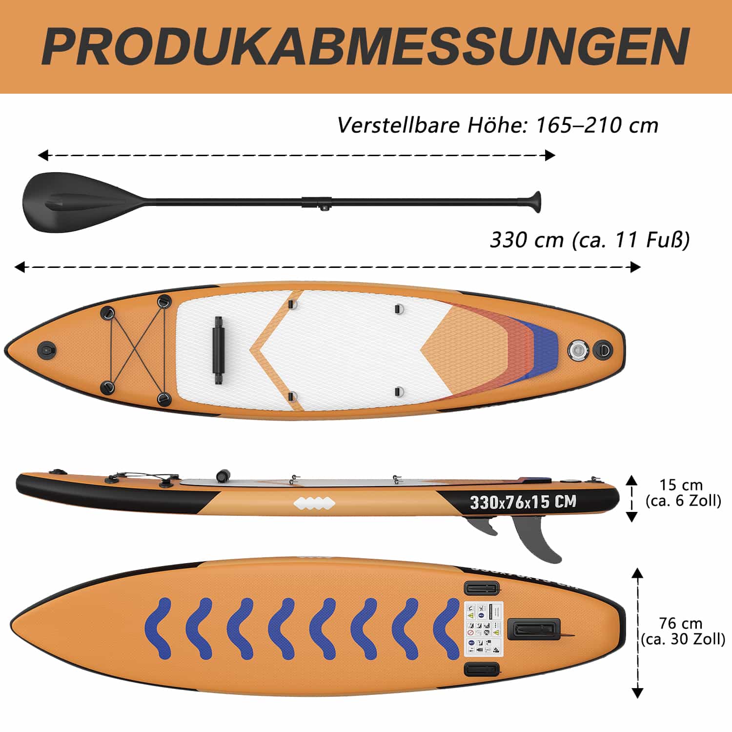 Yardwell SUP Aufblasbares Stand Up Paddle Board 11'