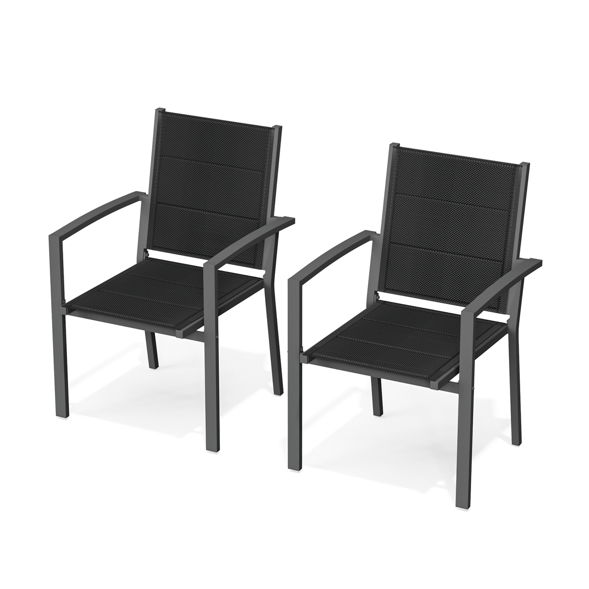 Gartenstühle Stapelbar Modern us Aluminium 2er Set Günstig (Aluminium - Griff oder Holzmaserungs - Griff) - Yardwell