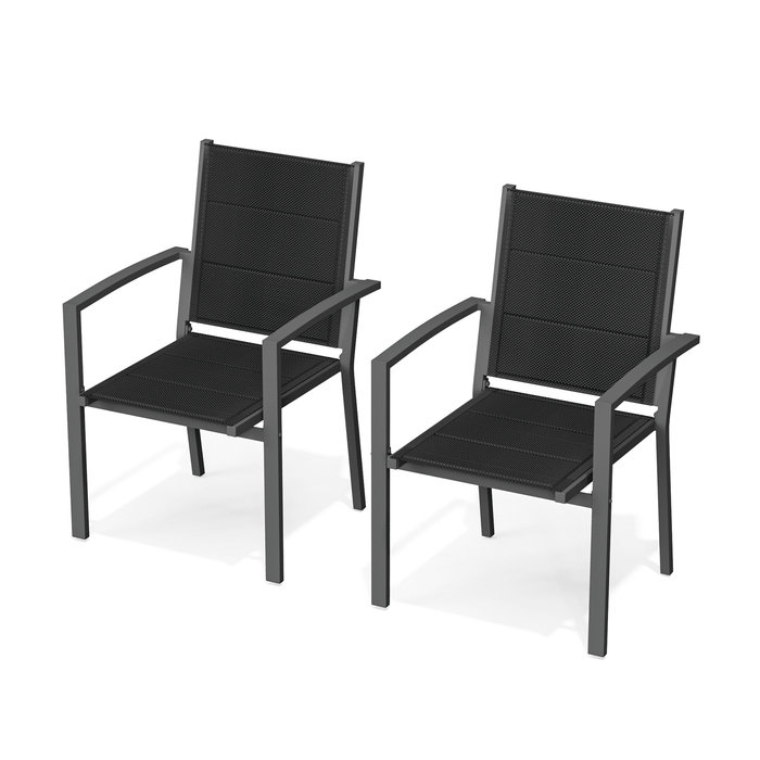 Gartenstühle Stapelbar Modern us Aluminium 2er Set Günstig (Aluminium-Griff oder Holzmaserungs-Griff)