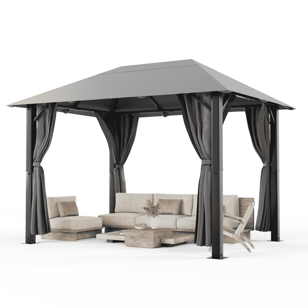 Yardwell Alu - Gartenpavillon 3x3m & 3x4m | Rostfreies Aluminiumgestell | 100% Wasserdicht & Stabil | Modernes Design - Yardwell