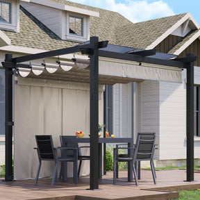 Yardwell Pergola Gartenpavillon mit einziehbarem Dach | 3x4m & 3x3m | Verstellbares Sonnendach | Wasserdicht & Stabil - Yardwell