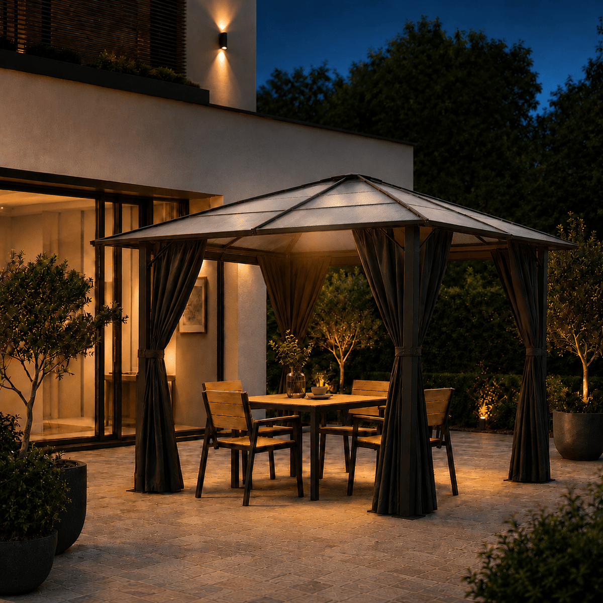 Yardwell Premium Hardtop Pavillon | Aluminium Dach & Gestell | 3x4m & 3x3m | Winterfest, Stabil & 100% Wasserdicht | Anthrazit - Yardwell
