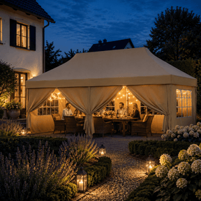 Erhöhter Faltpavillon Spitzdach - Optik – Höhenverstellbar, Wasserdicht - Yardwell