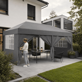 Faltpavillon Einhand - Hubsystem – Aufbau in Sekunden, Höhenverstellbar, Wasserdicht - Yardwell