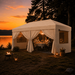 Faltpavillon mit Moskitofenstern – Wasserdicht, UV - Schutz, mit Netz - Seitenwänden - Yardwell