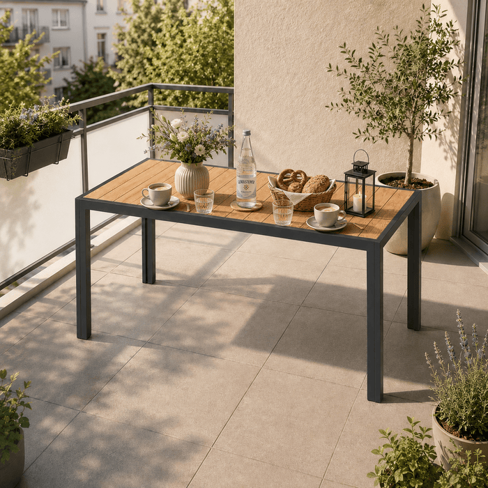 Gartentisch Holzoptik Wetterfest – Aluminium mit HIPS-Tischplatte
