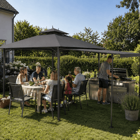 Yardwell Gartenpavillon erweiterbar 3x3m auf 3x6m | mit ausziehbarer Markise | Wasserdicht - Yardwell