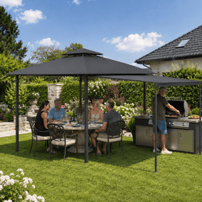 Yardwell Gartenpavillon erweiterbar 3x3m auf 3x6m | mit ausziehbarer Markise | Wasserdicht - Yardwell