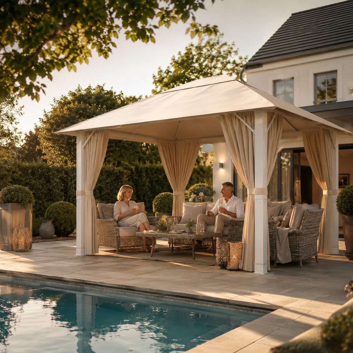 Yardwell Alu-Gartenpavillon 3x3m & 3x4m | Rostfreies Aluminiumgestell | 100% Wasserdicht & Stabil | Modernes Design