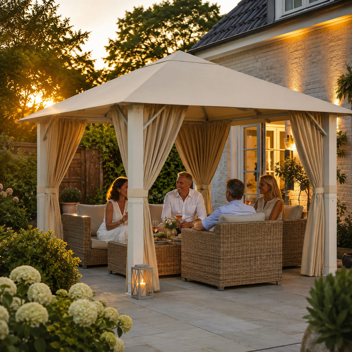 Yardwell Alu-Gartenpavillon 3x3m & 3x4m | Rostfreies Aluminiumgestell | 100% Wasserdicht & Stabil | Modernes Design