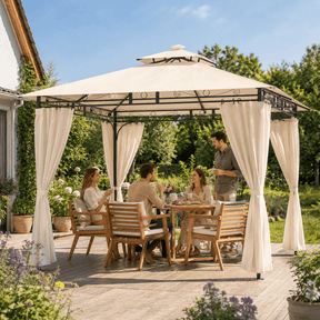 Yardwell Gartenpavillon mit LED-Beleuchtung | Solar & Fernbedienung | Wasserdicht - Yardwell