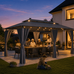 Yardwell Gartenpavillon mit LED-Beleuchtung | Solar & Fernbedienung | Wasserdicht - Yardwell