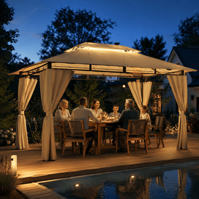 Yardwell Gartenpavillon mit LED-Beleuchtung | Solar & Fernbedienung | Wasserdicht - Yardwell