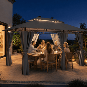 Yardwell Gartenpavillon mit LED-Beleuchtung | Solar & Fernbedienung | Wasserdicht - Yardwell