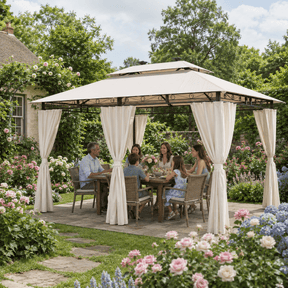 Yardwell Gartenpavillon mit LED-Beleuchtung | Solar & Fernbedienung | Wasserdicht - Yardwell