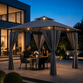 Yardwell Gartenpavillon mit LED-Beleuchtung | Solar & Fernbedienung | Wasserdicht - Yardwell