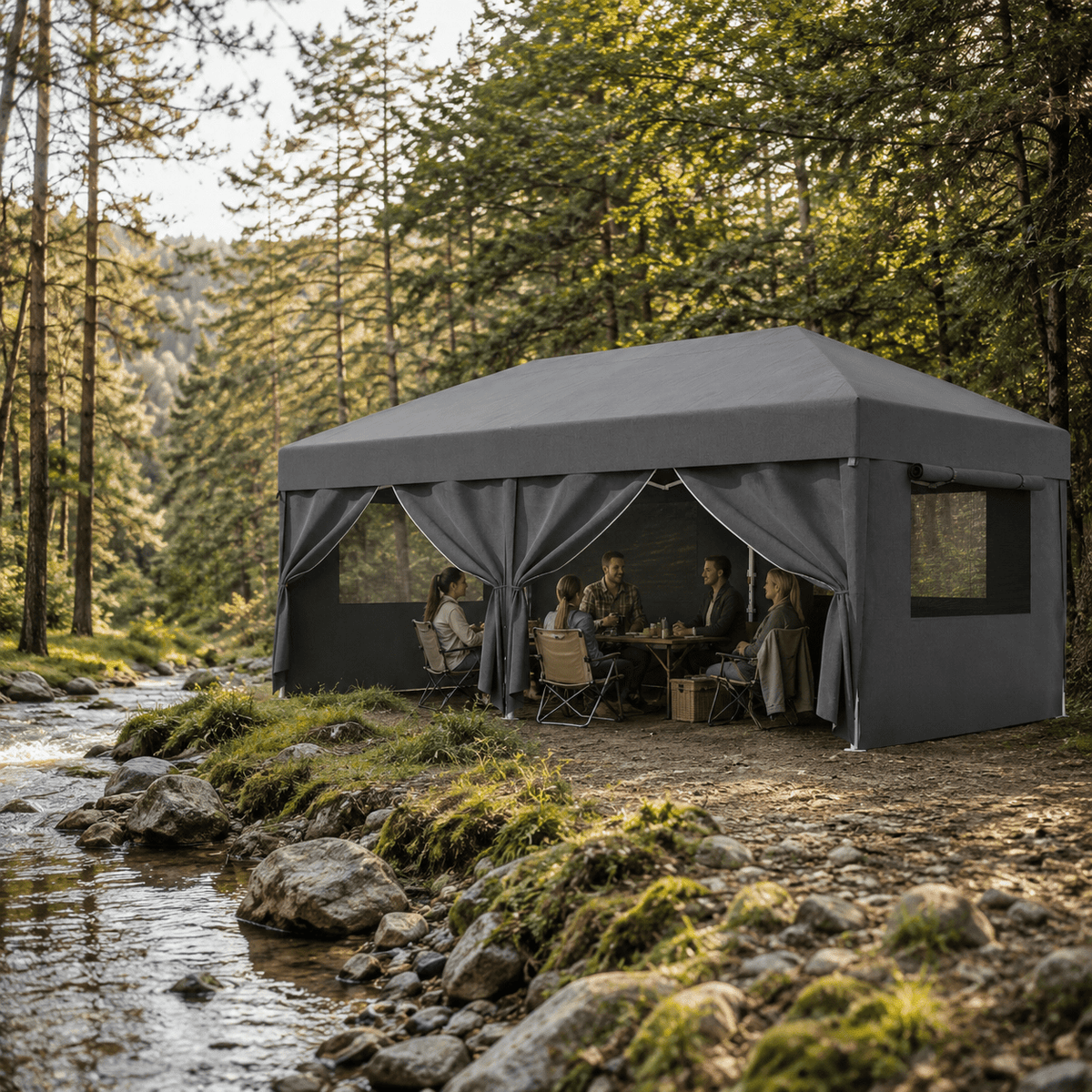 Faltpavillon mit Mückenschutz – Mesh-Seitenwände | Yardwell - Yardwell
