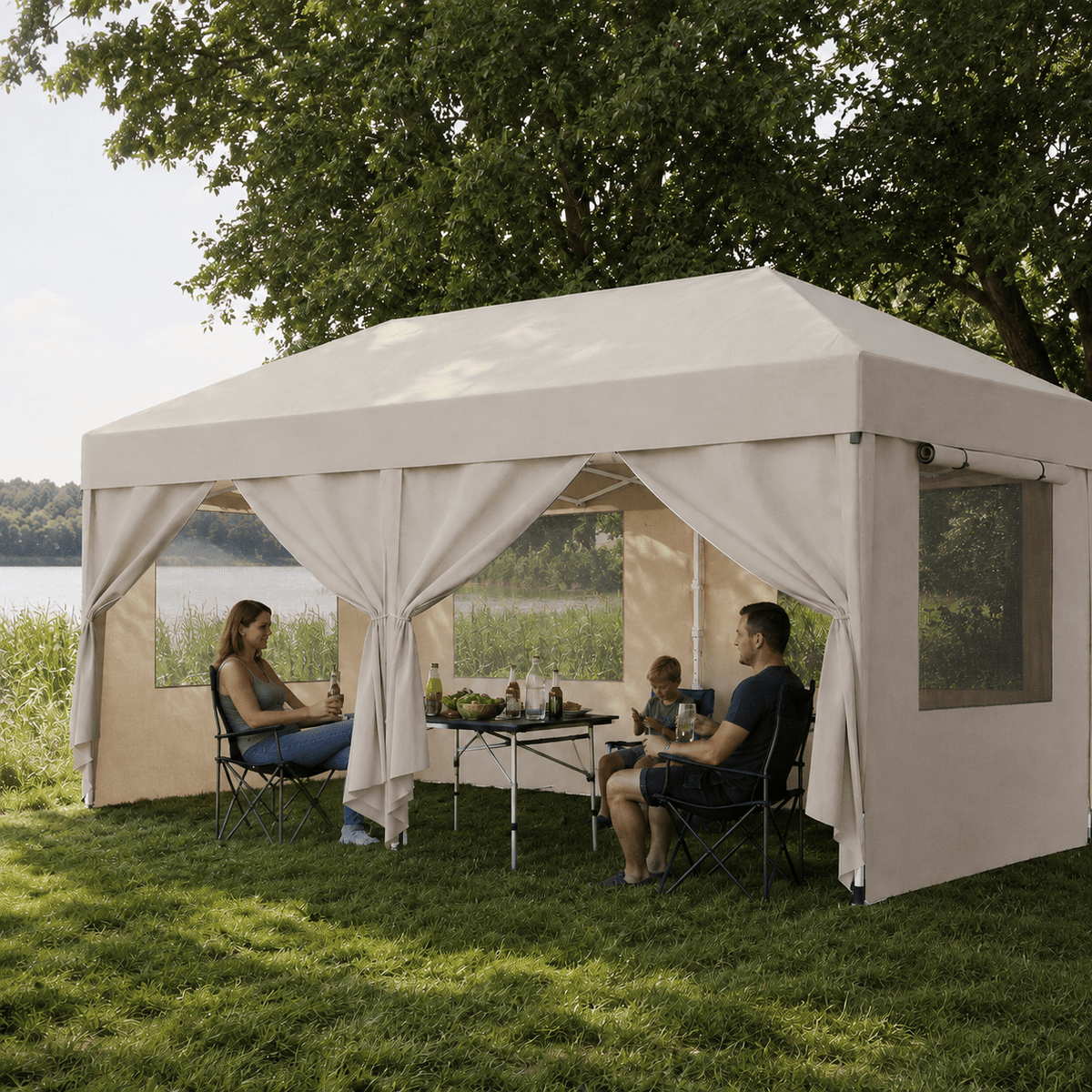 Faltpavillon mit Mückenschutz – Mesh-Seitenwände | Yardwell - Yardwell