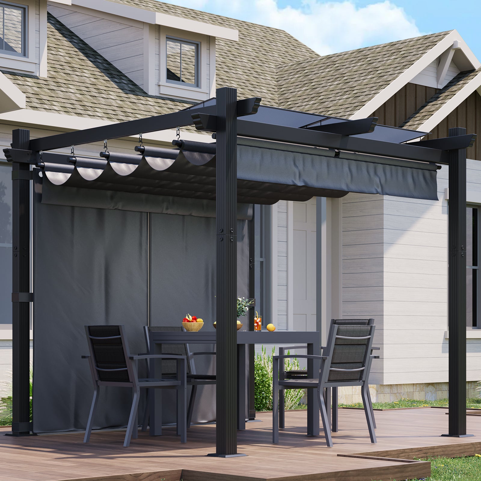 Pergola Gartenpavillon Wasserdicht mit Verstellbares und PA-Beschichtung Dach