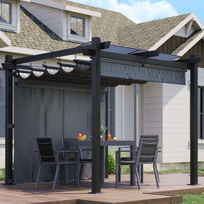 Yardwell Pergola Gartenpavillon mit einziehbarem Dach | 3x4m & 3x3m | Verstellbares Sonnendach | Wasserdicht & Stabil - Yardwell
