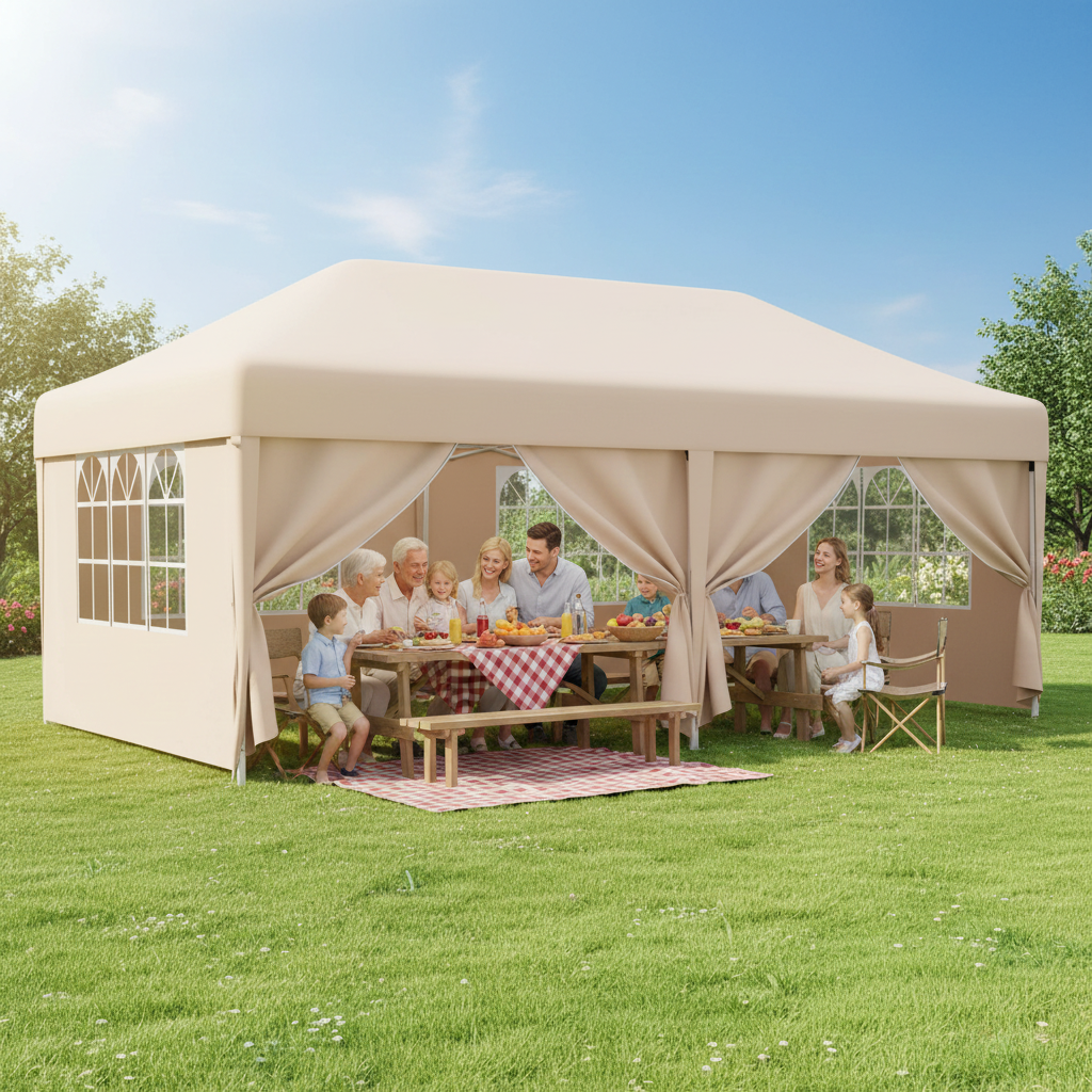 Faltpavillon Höhenverstellbar – Wasserdicht, UV-Schutz, mit Tragetasche
