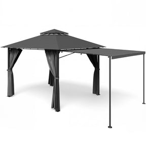Yardwell 3x3m Gartenpavillon mit ausziehbarer Markise | Erweiterbare Schattenfläche | Wasserdicht & Stabil | Ideal für Grill & Lounge - Yardwell