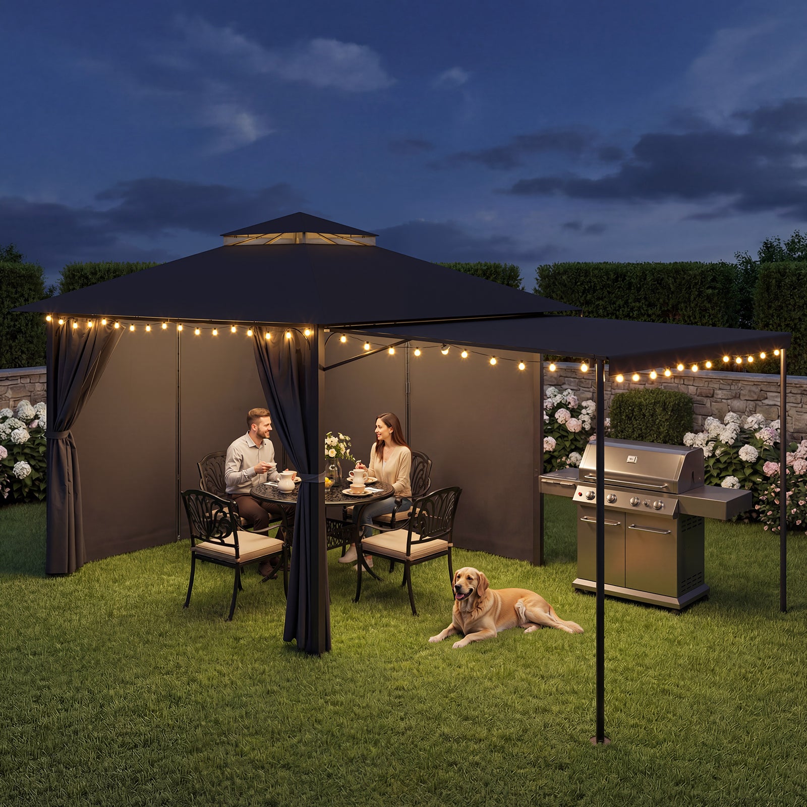 3x3 Gartenpavillon mit 3x3 Markise