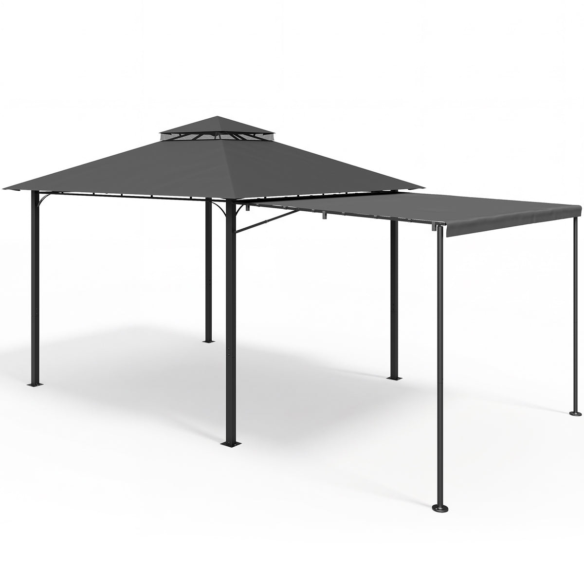 Yardwell 3x3m Gartenpavillon mit ausziehbarer Markise | Erweiterbare Schattenfläche | Wasserdicht & Stabil | Ideal für Grill & Lounge - Yardwell