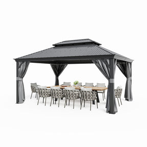 Pavillon 3.65X4.85m mit Stahldach, Seitenwand und Moskitonetz - Yardwell