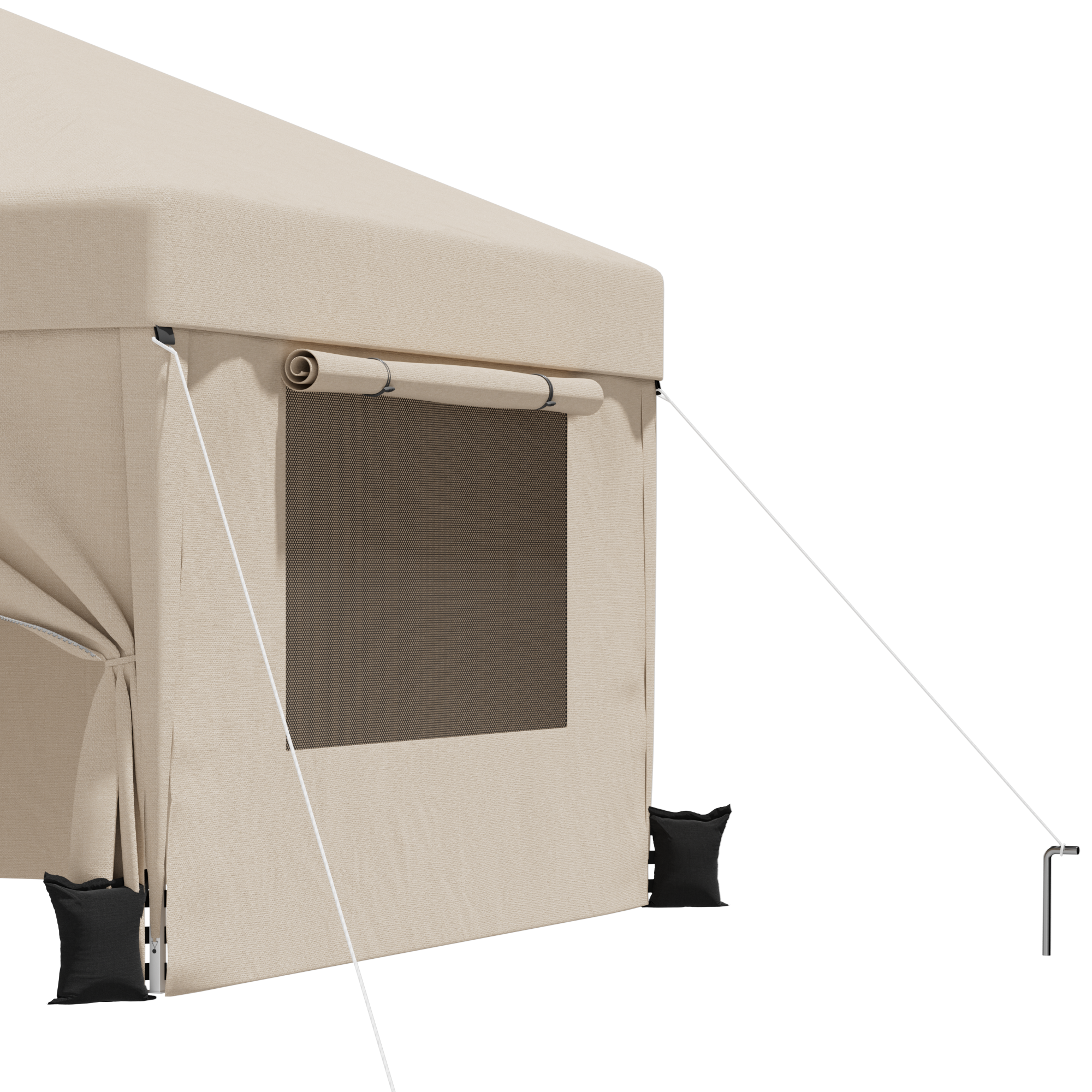 Faltpavillon mit Einhand-Hubsystem mit Moskitonetz-Vorhängen