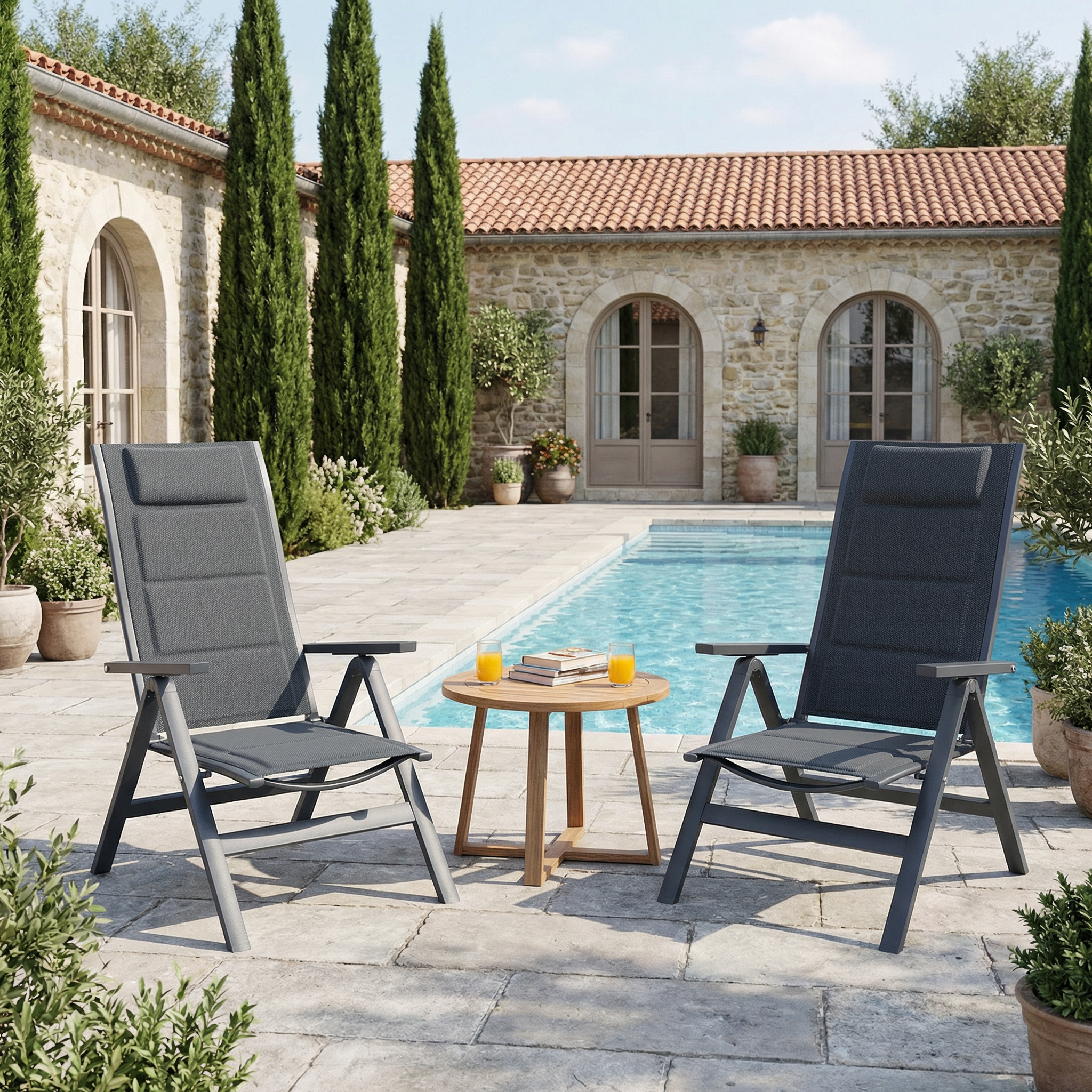 Liegestuhl mit 7-fach verstellbarer Rückenlehne