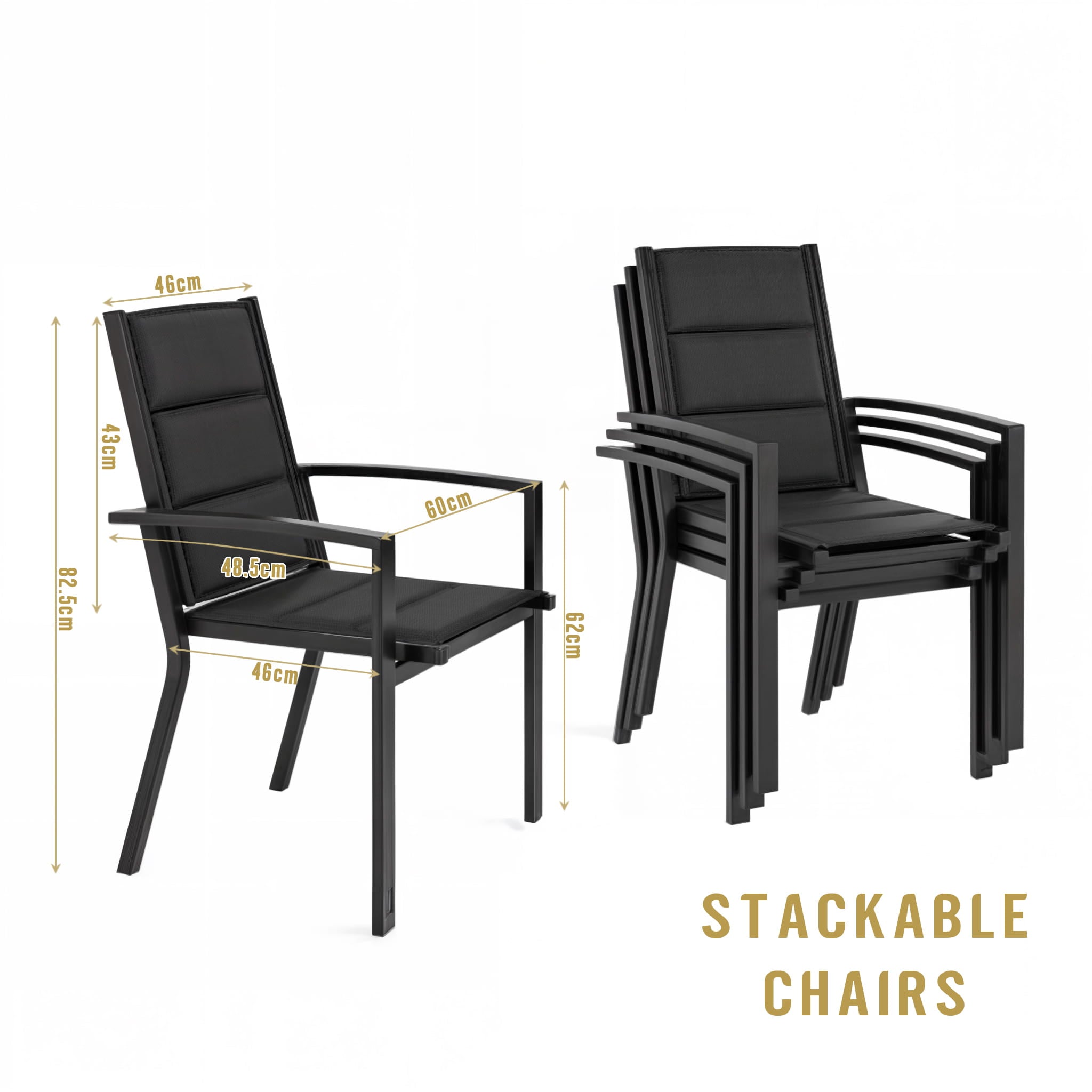 Yardwell Gartenstühle stapelbar aus Aluminium  2er Set